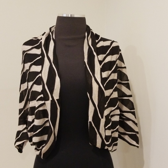 NWT! Dana Buchman Black/Tan Open Size XS Cardigan - Picture 1 of 5